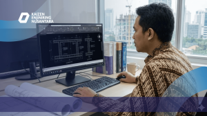 Tenaga ahli menyusun gambar detail engineering design menggunakan perangkat lunak CAD sebagai bagian dari jasa DED